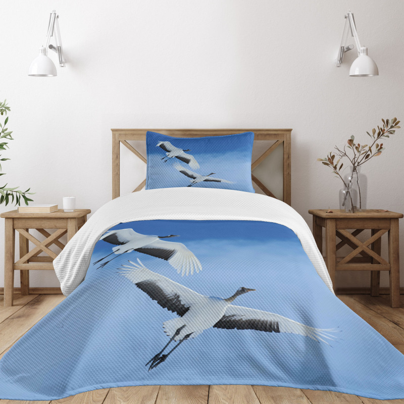 Red Crowned Cranes Japan Bedspread Set