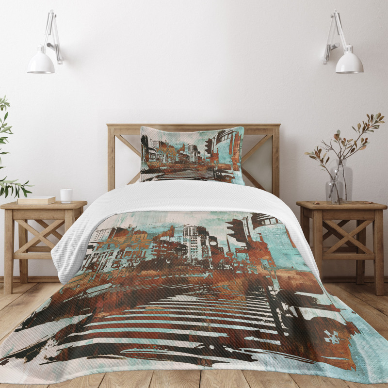 Urban Abstract Cityscape Bedspread Set