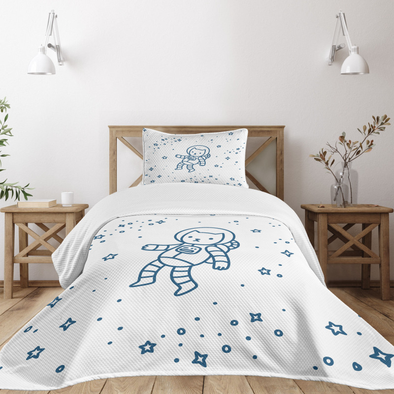 Astronaut Cat in Space Bedspread Set