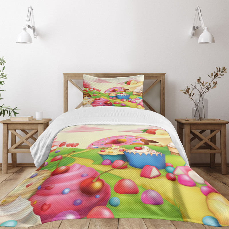 Yummy Donuts Land Bedspread Set