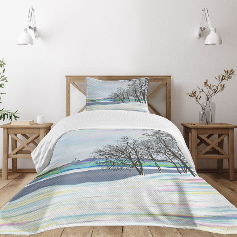 Rural Winter Forest Art Bedspread Set