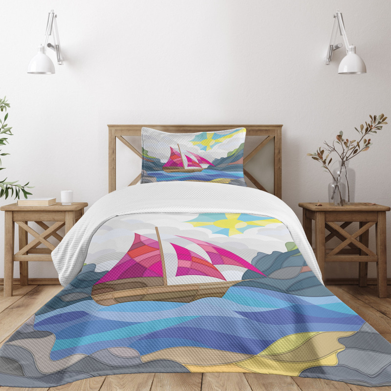 Sun Sail Boat Vitray Bedspread Set