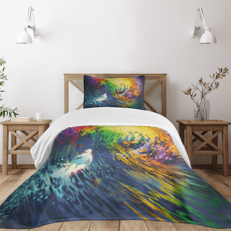 Exotic Surfer on Waves Bedspread Set