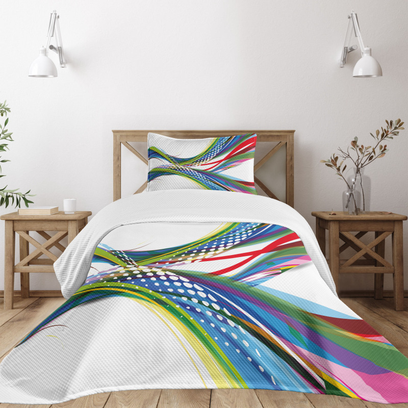 Abstract Wave Ombre Bedspread Set