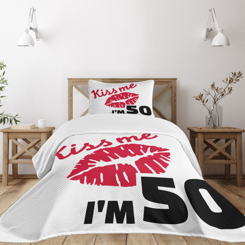 Age 50 Kiss Me Bedspread Set