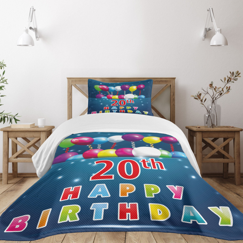 Balloons on Blue Tone Bedspread Set