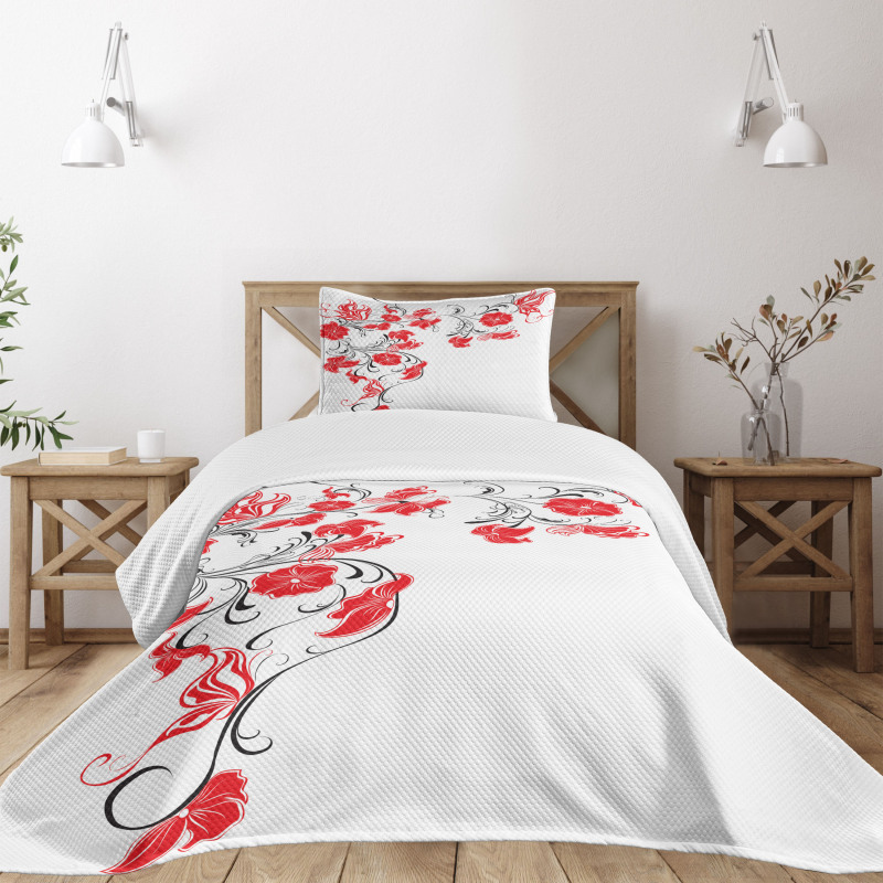 Japanese Flowers Ivy Bedspread Set