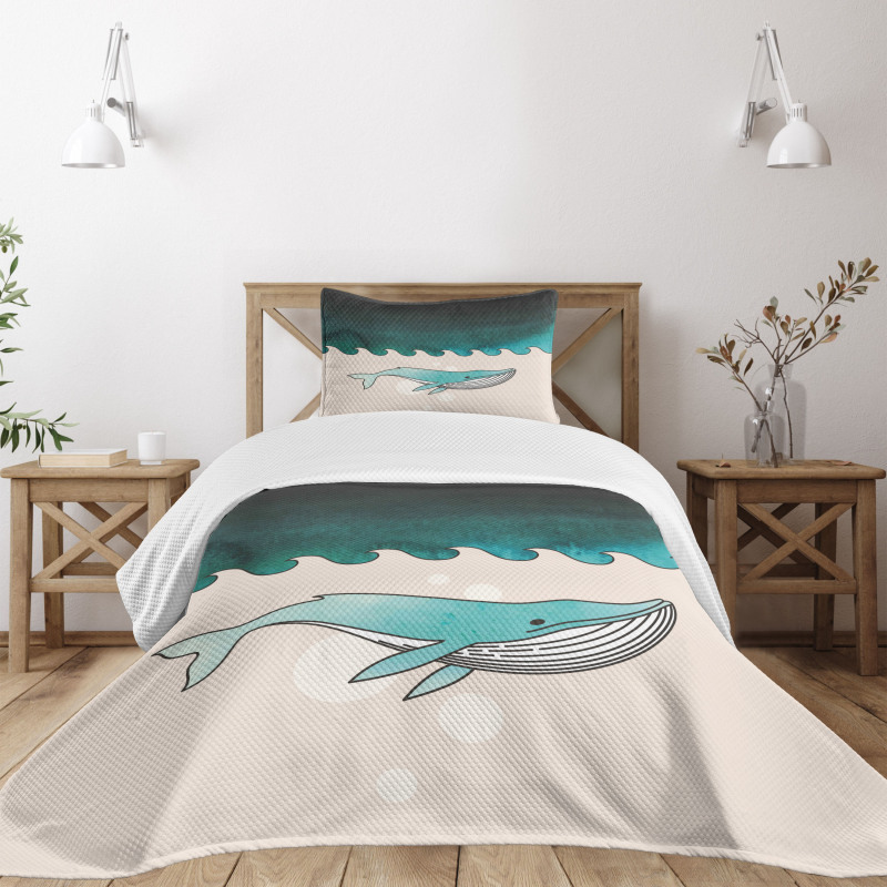 Fish Swimming Submarine Bedspread Set