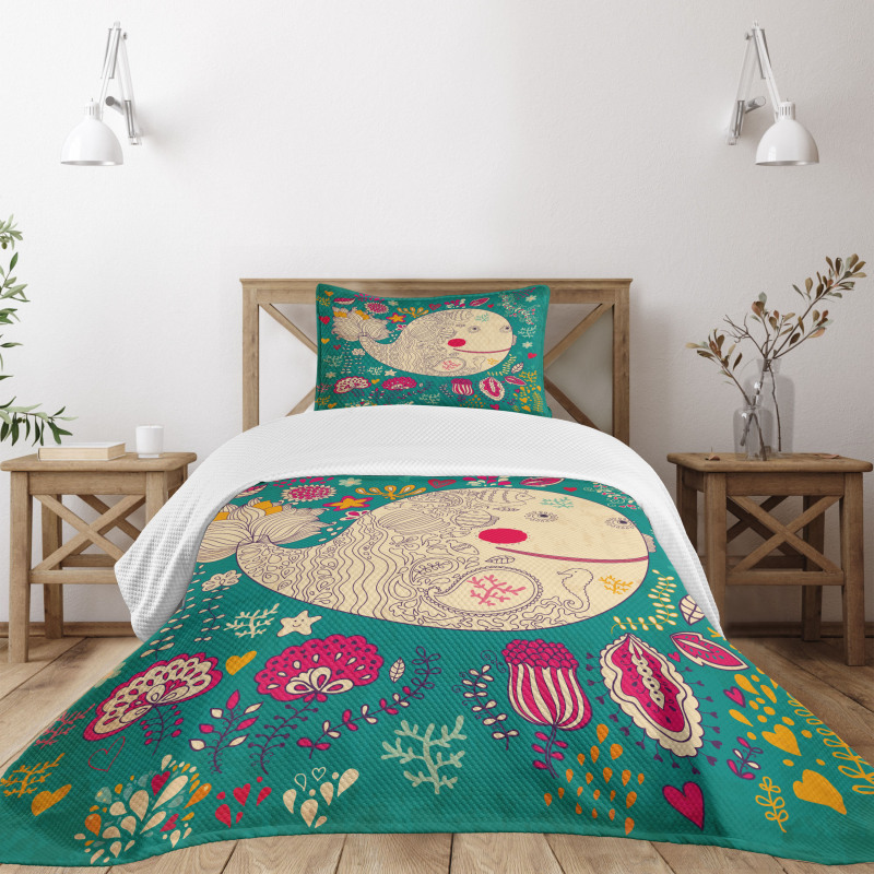 Happy Sea Giant Blooms Bedspread Set