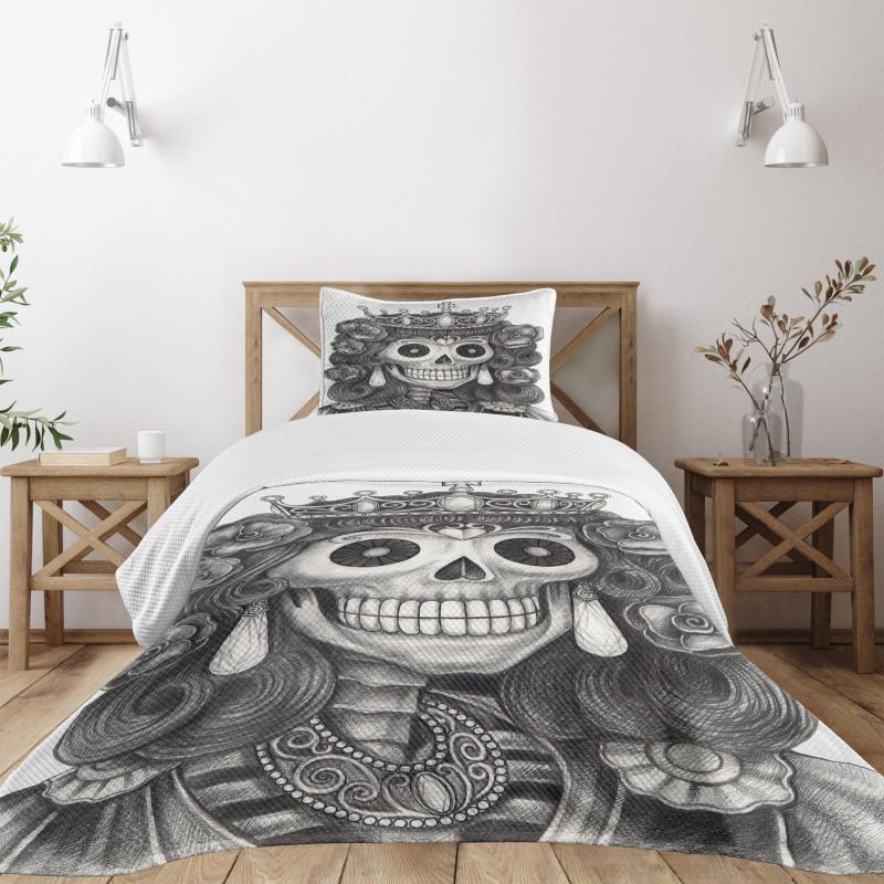 Dead Queen Folk Flowers Bedspread Set