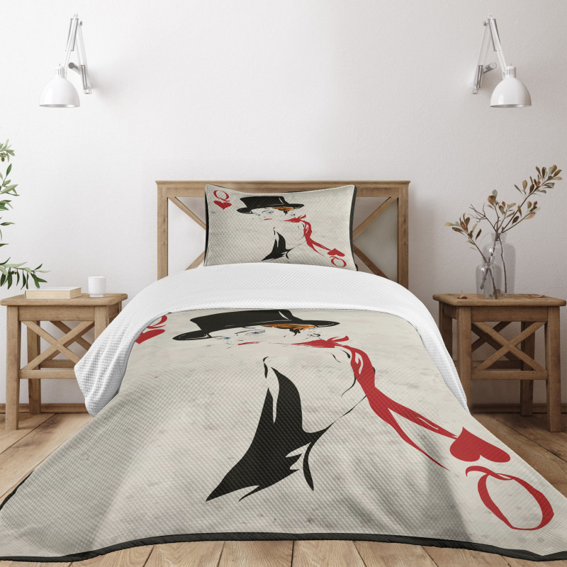 Retro Woman Card Ace Bedspread Set