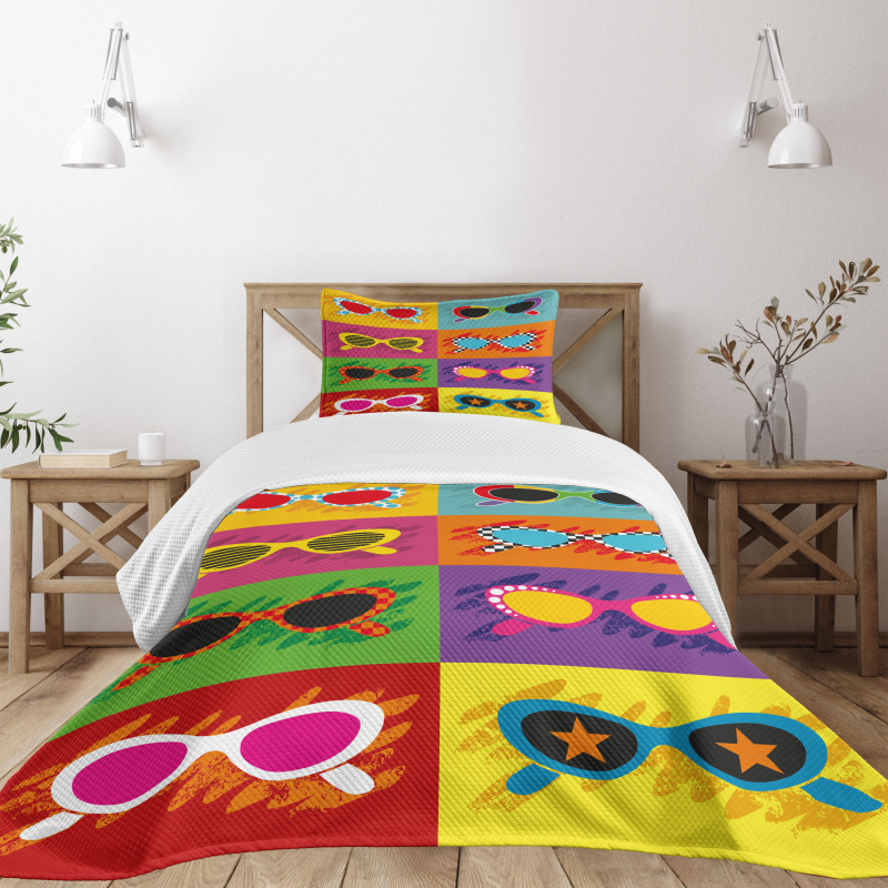 Colorful Pop Sunglasses Bedspread Set