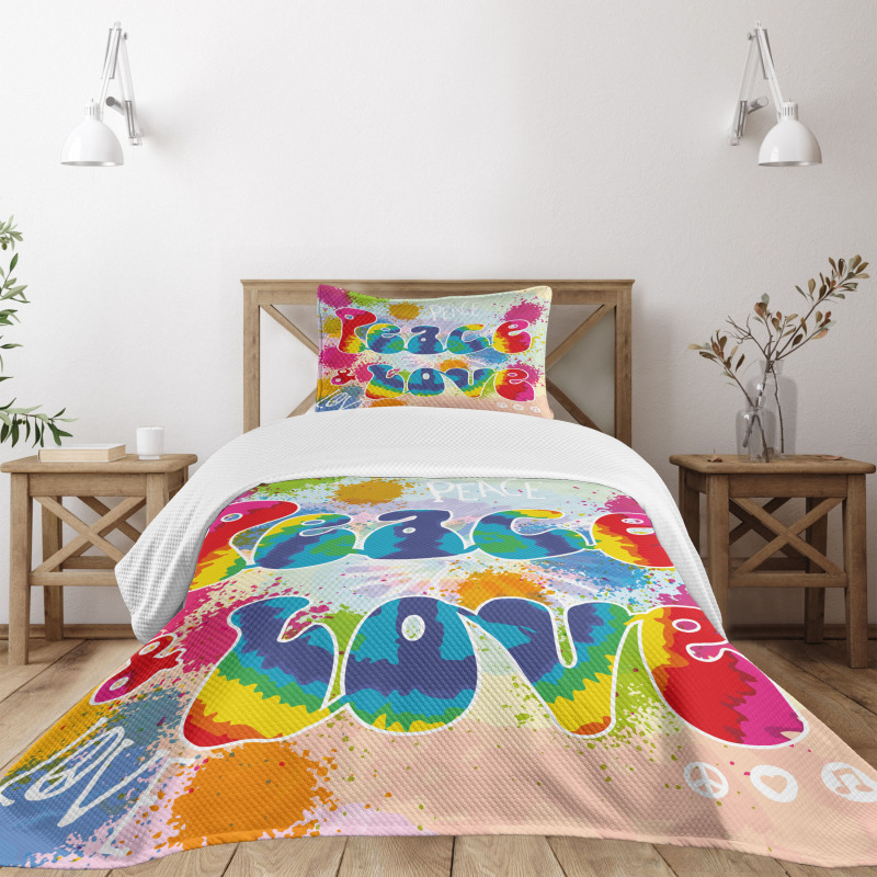 Peace and Love Funky Bedspread Set