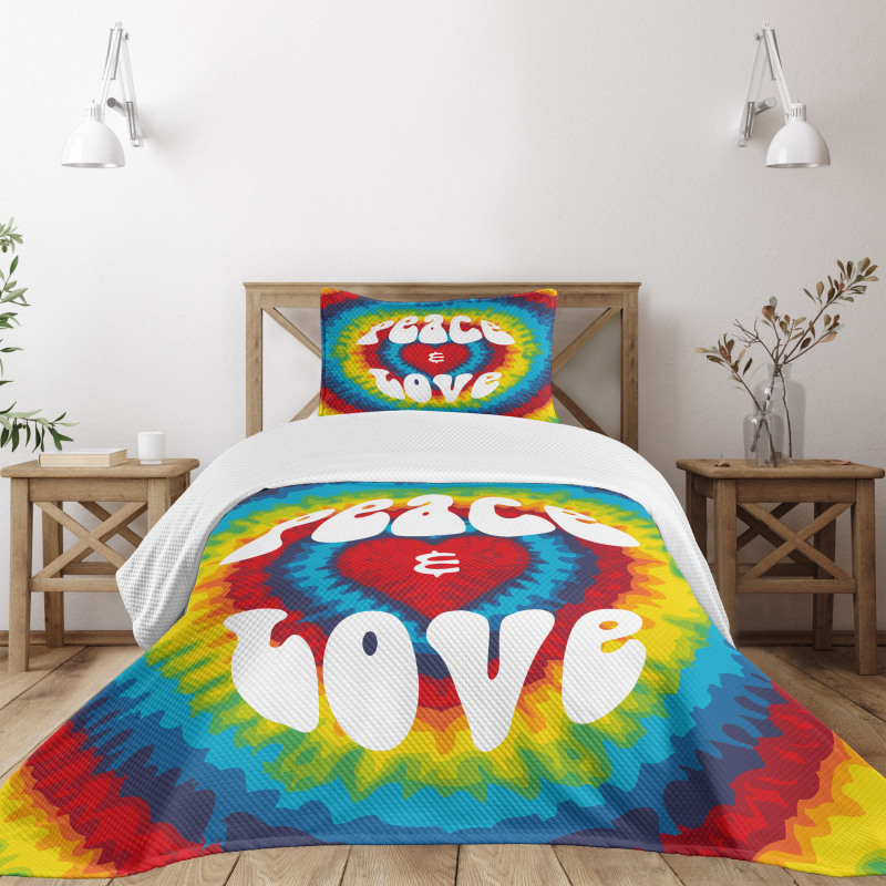 Groovy Hippie Rainbow Bedspread Set