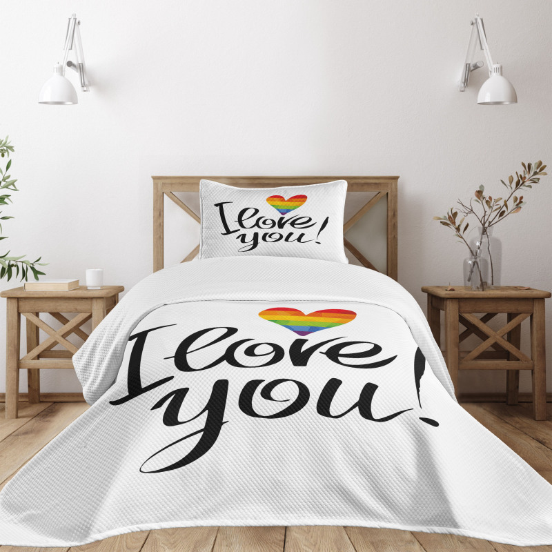 Heart Gay Couples Love Bedspread Set