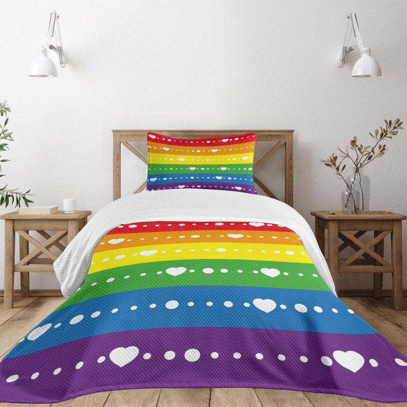 Gay Pride Flag Dots Bedspread Set