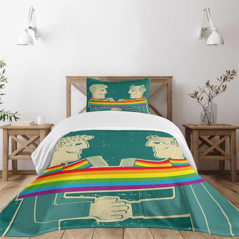 Gay Couple with Scarf Bedspread Set