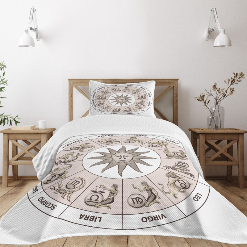 Circle of Zodiac Sign Bedspread Set