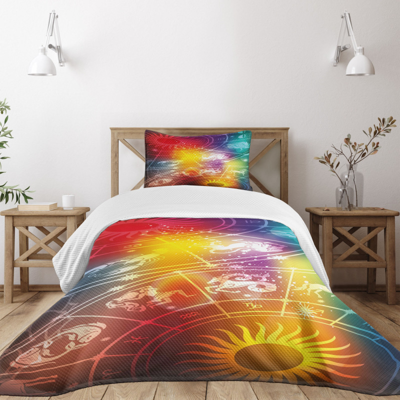 Rainbow Colored Chart Bedspread Set