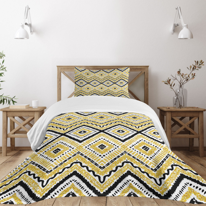 Chevron Waves Tribal Bedspread Set