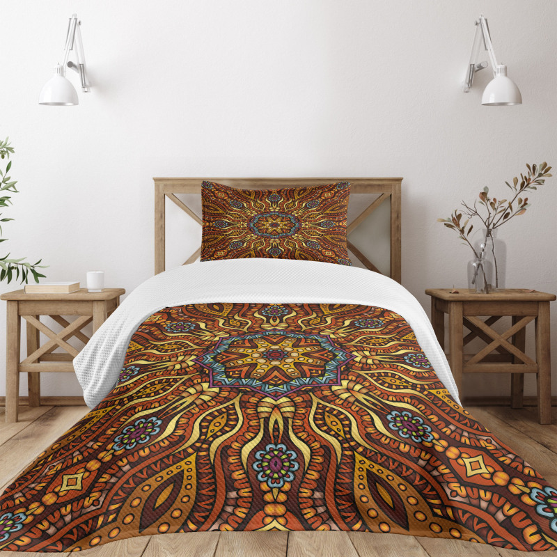 Warm Colored Design Boho Bedspread Set