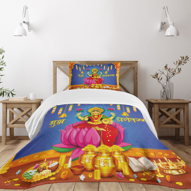 Ethnic Figures Lotus Ancient Bedspread Set