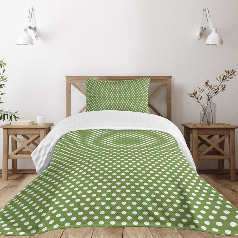 White Simple Polka Dots Bedspread Set
