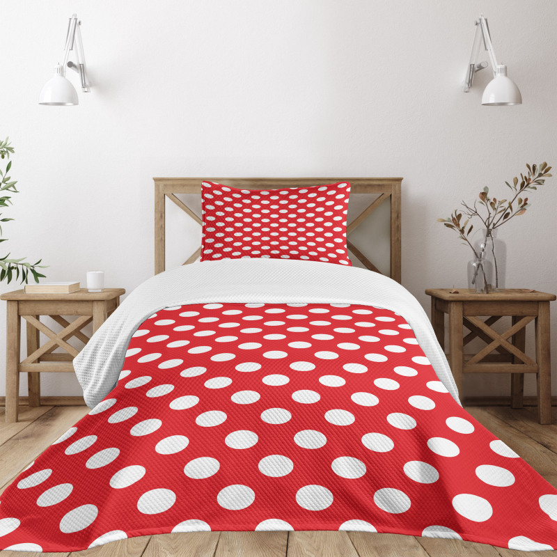 Pop Art White Polka Dots Bedspread Set