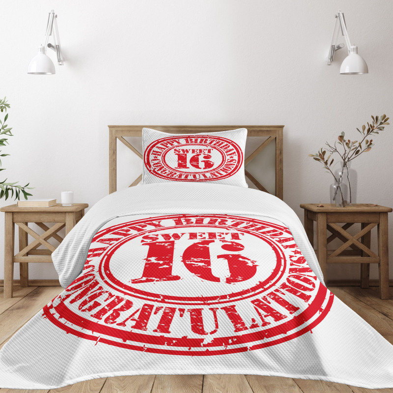 Rubber Stamp Greeting Bedspread Set