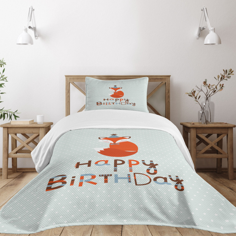 Fox Greeting Text Bedspread Set