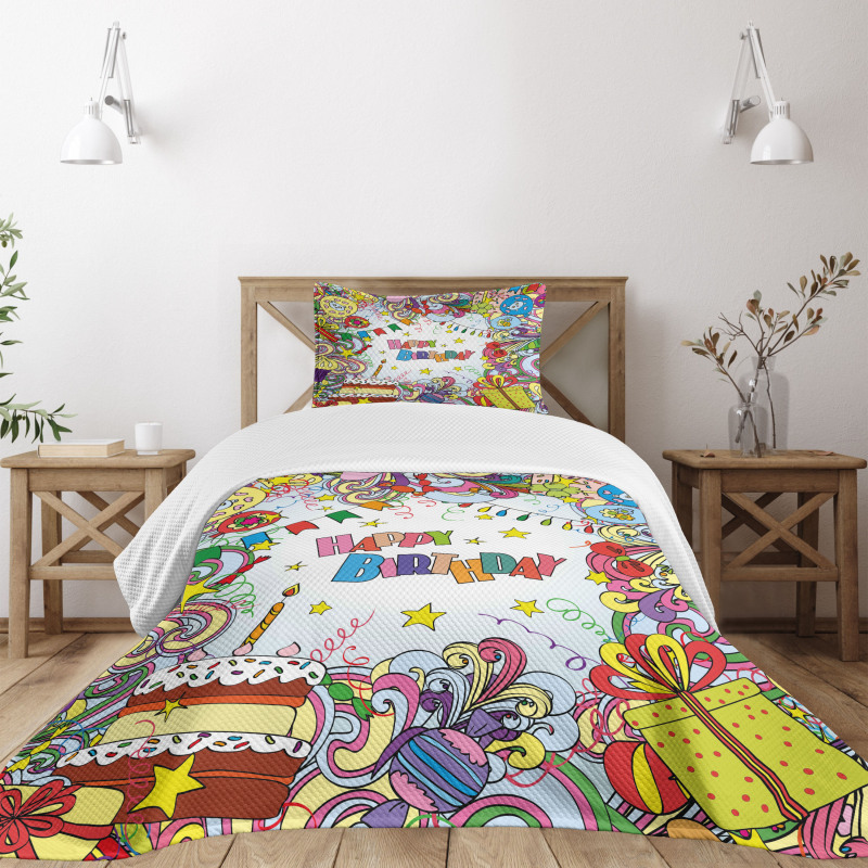 Colorful Cartoon Party Bedspread Set