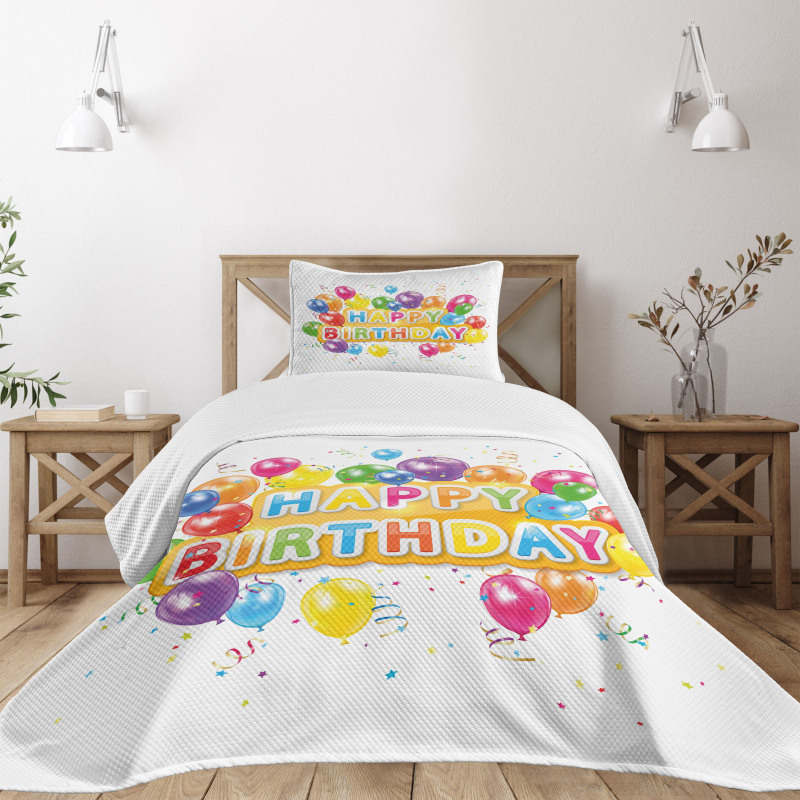 Vivid Birthday Balloon Bedspread Set