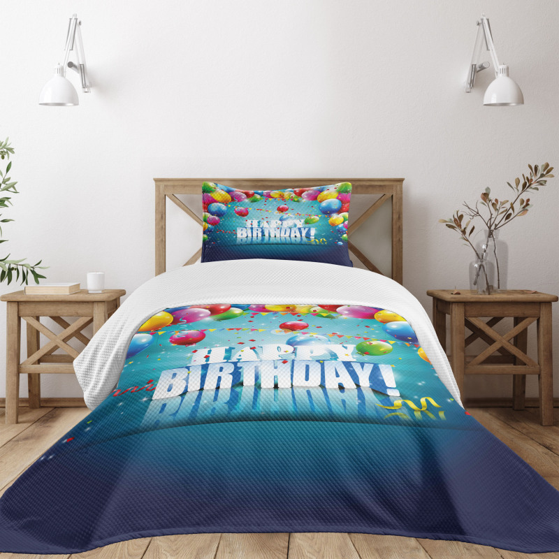 Surprise Party 3D Text Bedspread Set