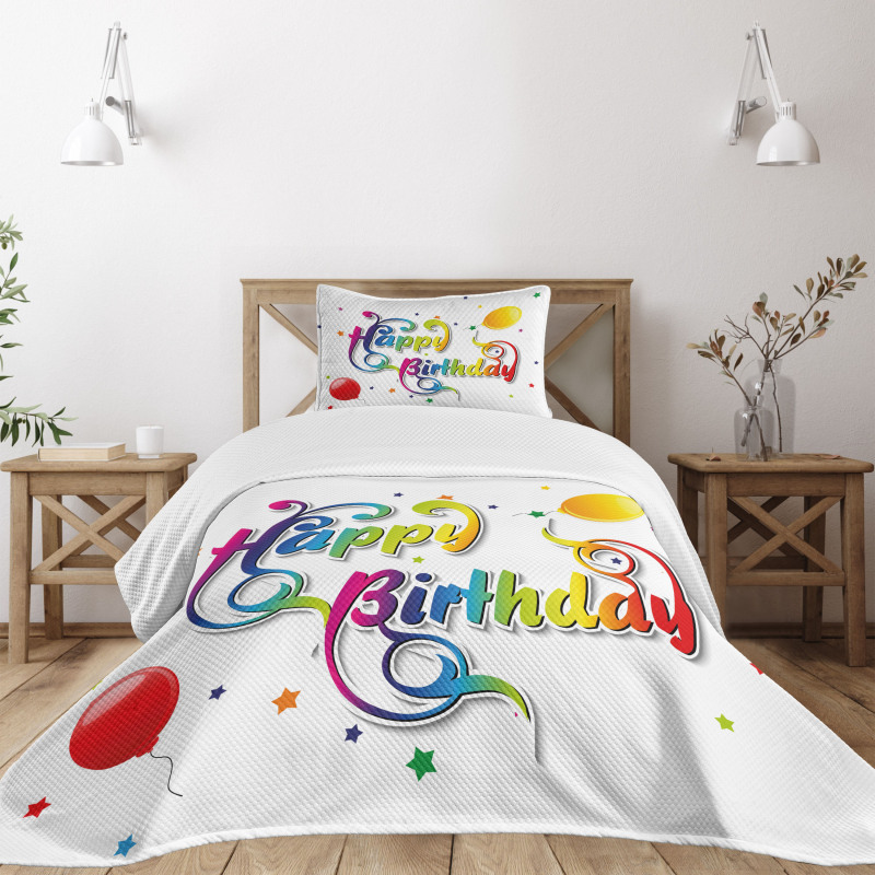 Birthday Words Floral Bedspread Set