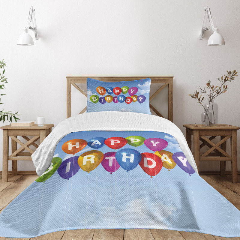 Balloons Letters Sky Bedspread Set