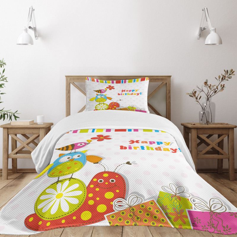 Birthday Owls Birds Bedspread Set