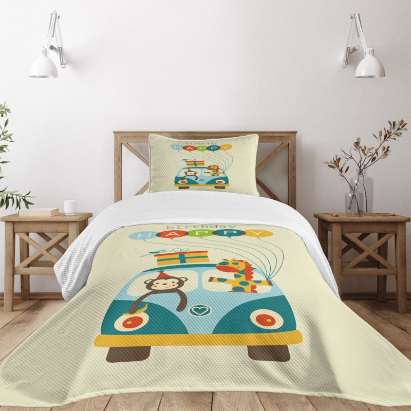 Hippie Birthday Van Bedspread Set