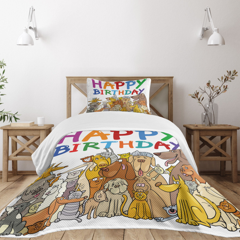 Streets Dogs Animals Bedspread Set