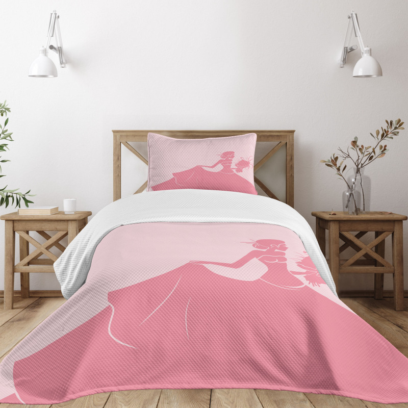 Pink Wedding Dress Bedspread Set
