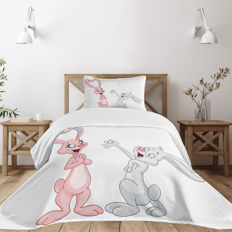 Rabbits Wedding Bedspread Set