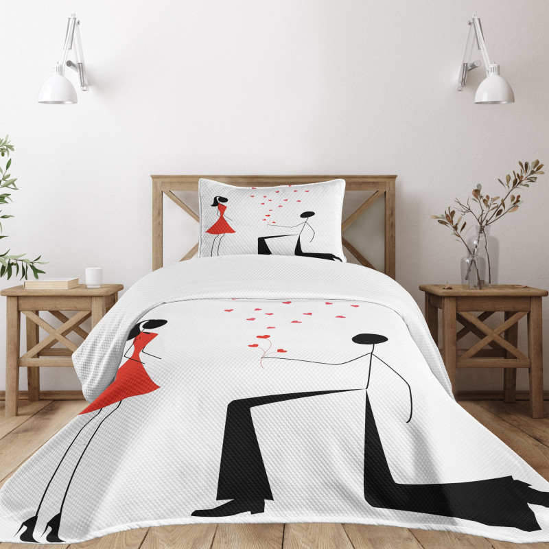 Couple with Hearts Bedspread Set