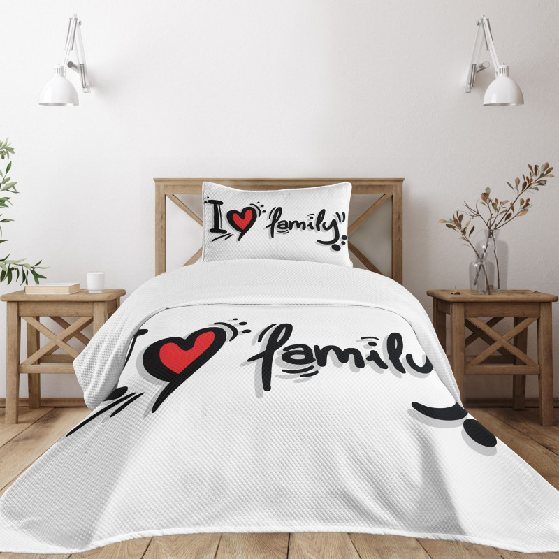I Heart Family Pictogram Bedspread Set