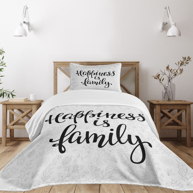 Happiness Phrase Bedspread Set