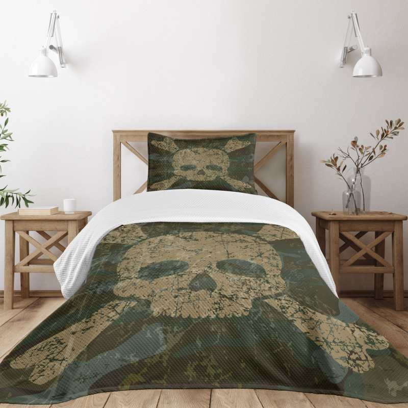 Rusty Aged Camo Design Bedspread Set