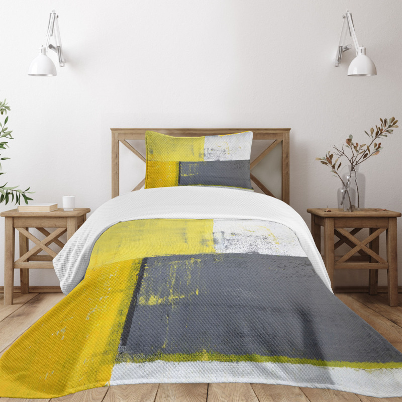Pale Yellow Squares Bedspread Set