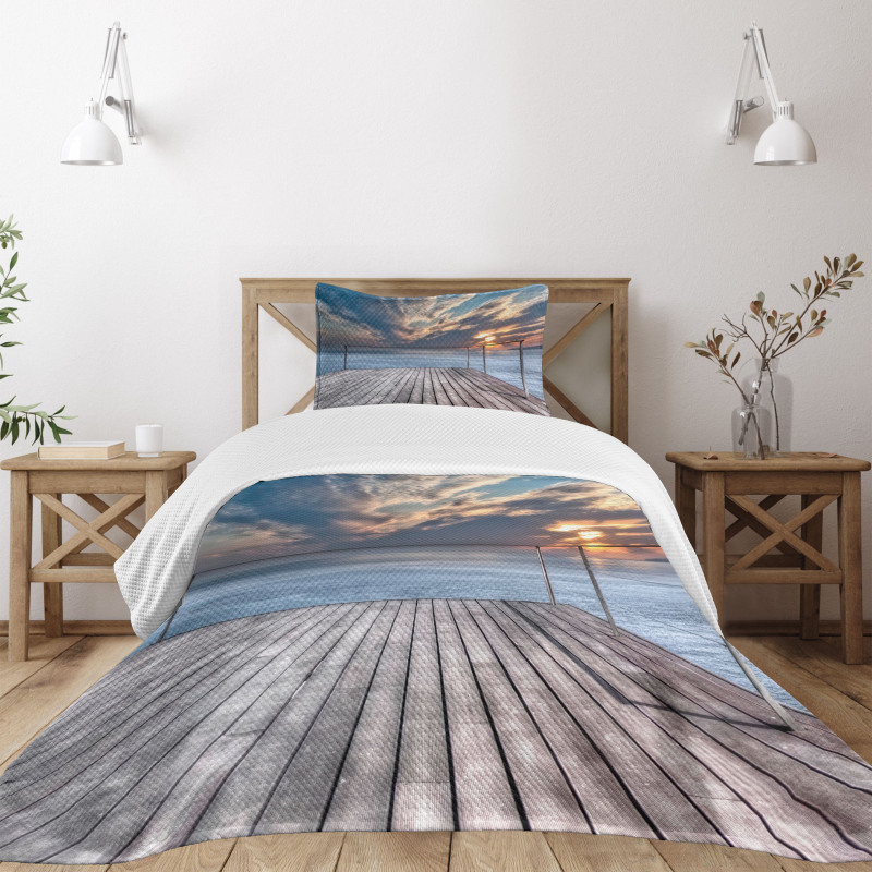 Sea View Terrace Sunset Bedspread Set