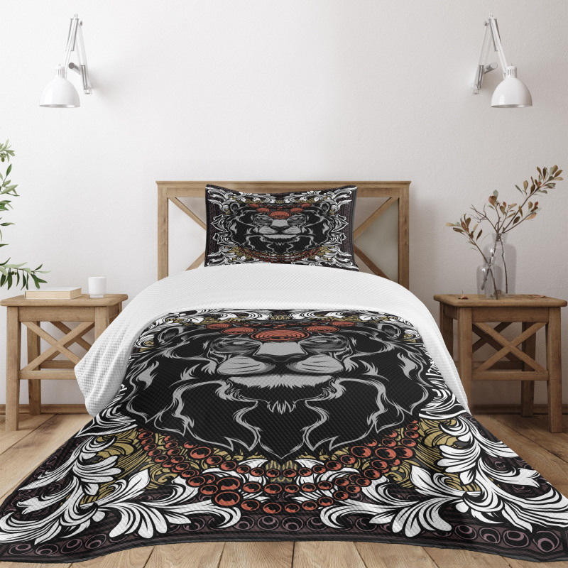 Jungle Emperor Lion Frame Bedspread Set