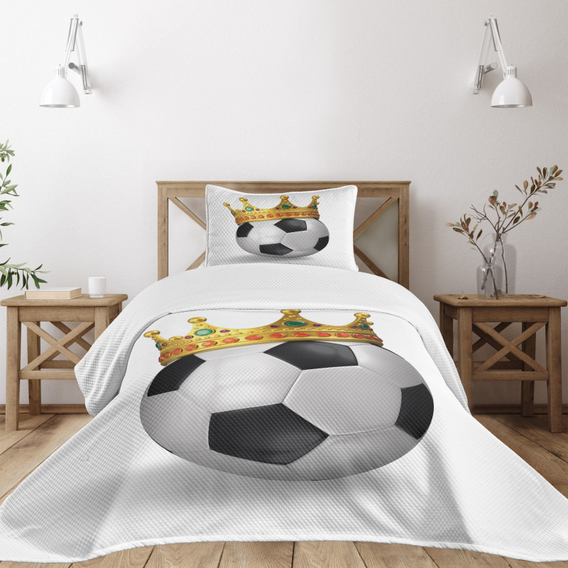 Football Soccer with Crown Bedspread Set