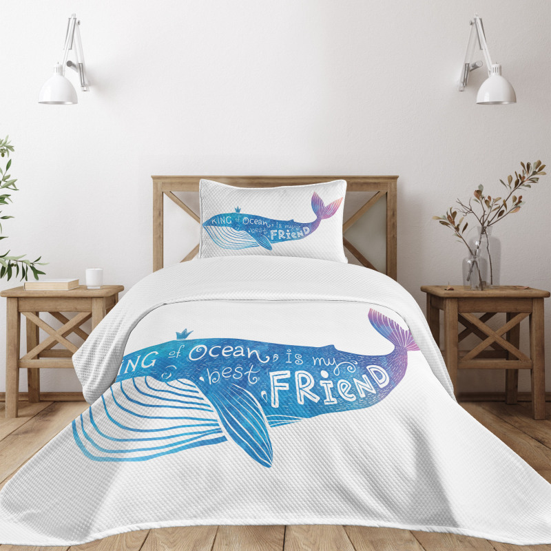 Watercolor Abstract Words Bedspread Set