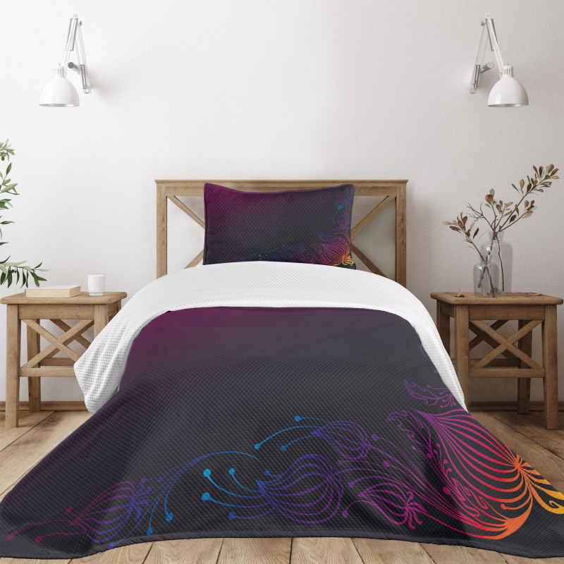 Floral Like Swirls Frame Bedspread Set